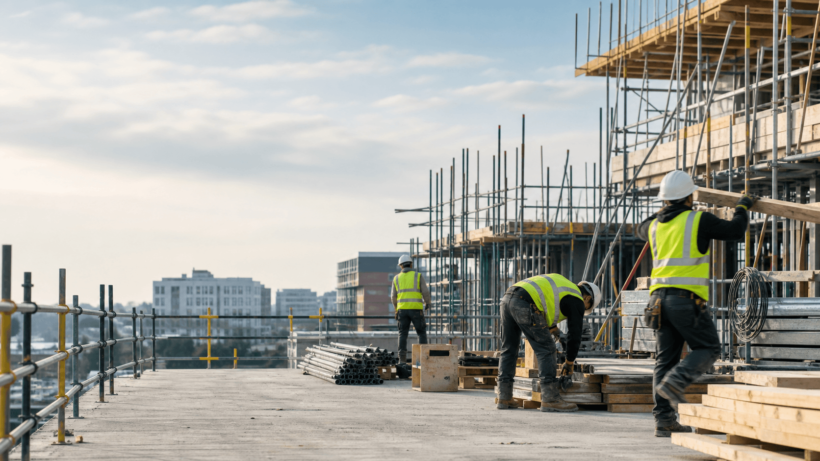 Construction workers preparing a site shift